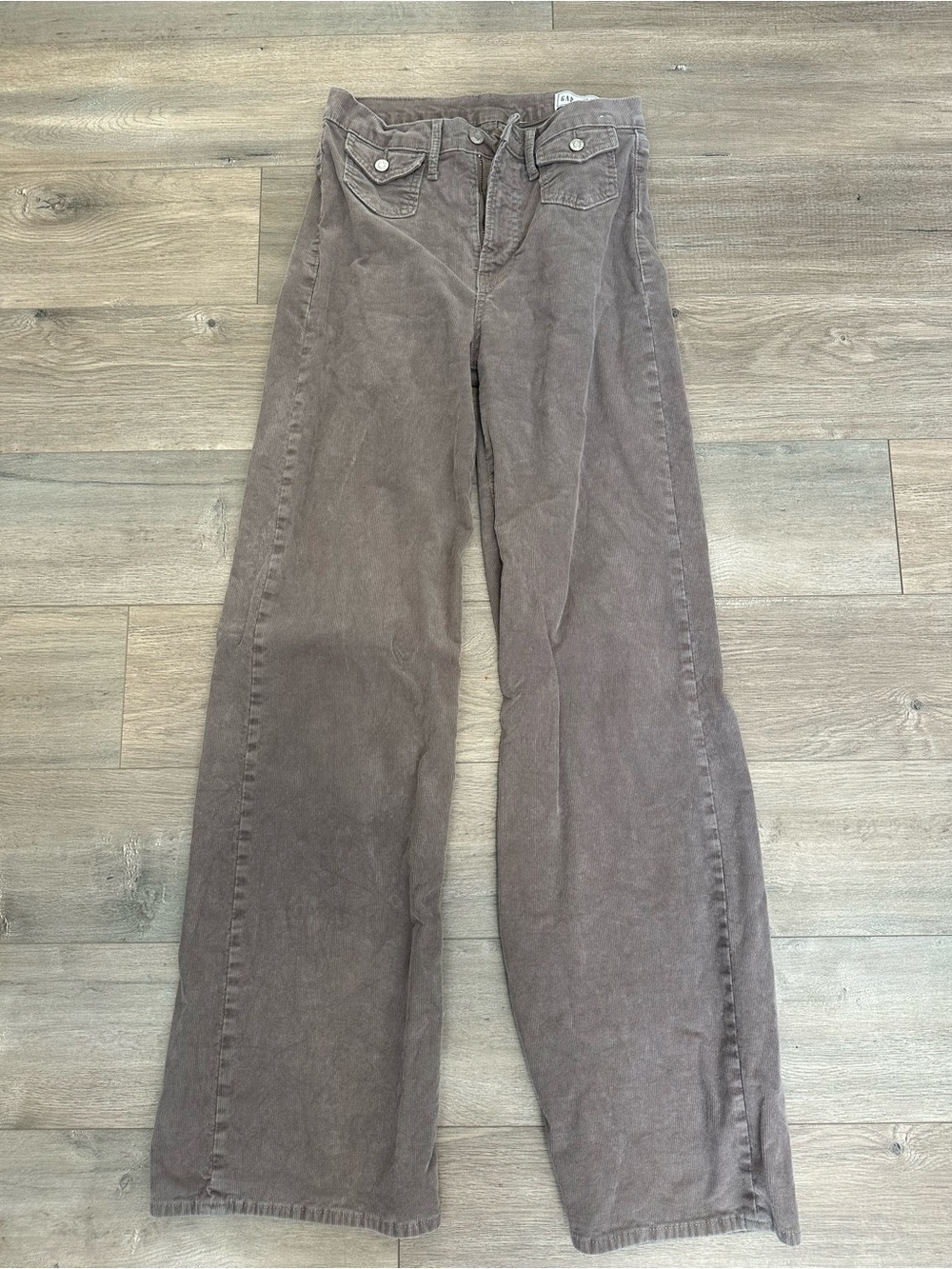 GAP High Rise Stride Corduroy Pants in Taupe